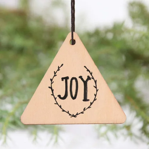 Miniatura 5 de 100 piezas de recortes de madera para manualidades, triángulo, madera, pintura inacabada, piezas de madera, rebanadas con agujero colgante, adornos