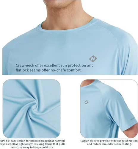 Miniatura 4 de NAVISKIN Camisas de protección contra erupciones para hombre, camisetas de natación FPU 50+ con protección solar ultravioleta, camisas de manga