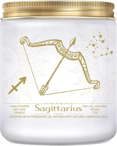Miniatura 7 de Regalo de velas de signo del zodiaco Sagitario, tarro de velas de cristales del signo del zodiaco, astrología con aroma a lavanda, velas de soja