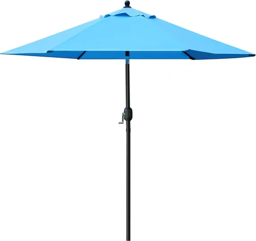 Miniatura 13 de Sombrilla Sunnyglade para patio, 7.5 pies, con botón de inclinación, manivela, 6 varillas (color canela)