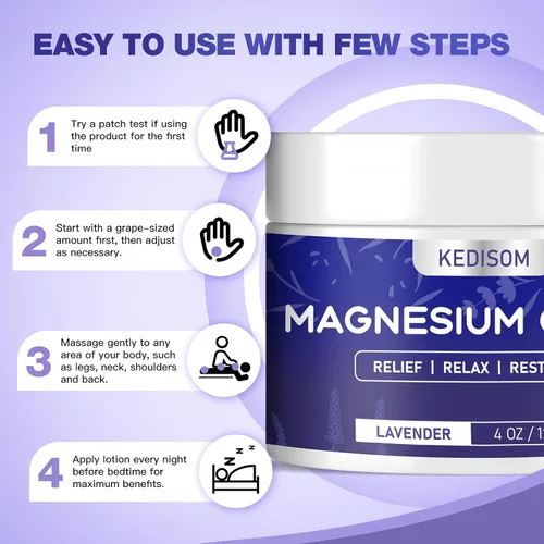 Miniatura 6 de Crema de magnesio para dormir - Loción tópica natural de magnesio, calma - Mantequilla corporal nocturna para hidratación profunda - Seguro