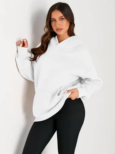 Miniatura 252 de Trendy Queen - Sudaderas extragrandes con capucha para mujer, suéteres de manga larga, sin botones, de vellón, de otoño, ropa de invierno