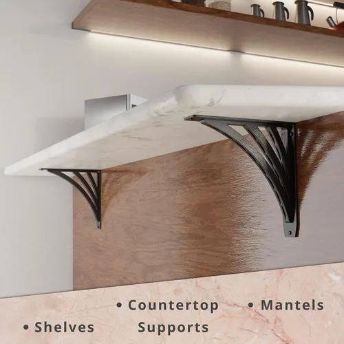 Miniatura 69 de Starby Charleston Soportes de acero resistente para repisa de chimenea, estante flotante, soporte de encimera, soldado a mano (paquete de 2)