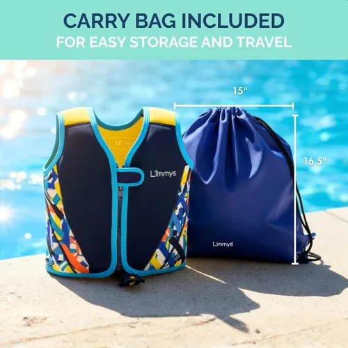 Miniatura 8 de Limmys Chaleco de natación para niños pequeños y niños, ayuda de natación de flotabilidad ajustable, certificado de seguridad CE, diseño galardonado