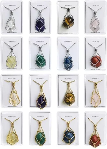 Miniatura 4 de Collar con soporte de piedra de cristal, collar de soporte de cristal hecho a mano, collar de jaula de cristal ajustable, collar de jaula de cristal