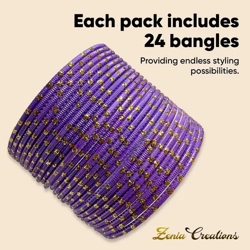 Miniatura 4 de Zenia Creations - Juego de pulseras de metal de 24 piezas, joyería étnica india para bodas, fiestas y uso diario de moda, pulseras coloridas
