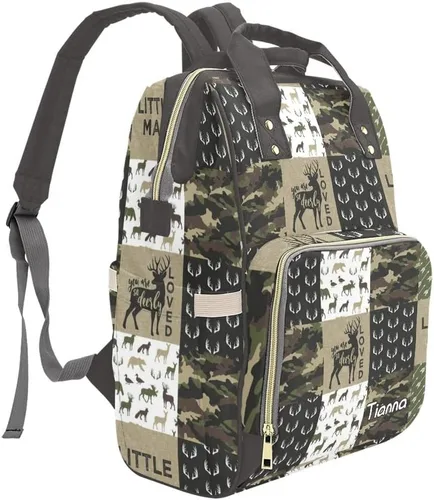 Miniatura 3 de XOZOTY Antler Man Woodland - Bolsas de pañales de camuflaje con nombre impermeable para mamá, mochila de lactancia, bolsas de bebé, regalos