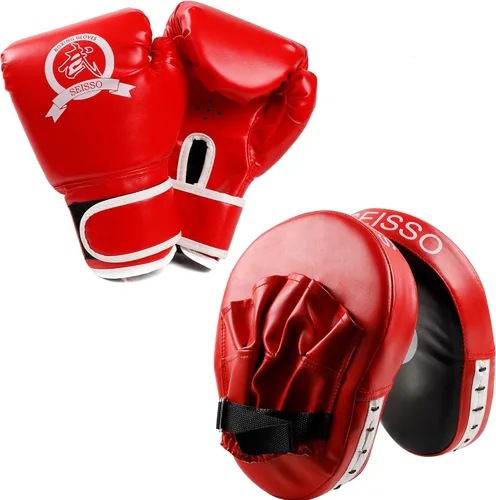 Miniatura 9 de Juego de guantes de boxeo 3 en 1, guantes de boxeo, juego de guantes de karate para niños, almohadilla de brazo para principiantes, guantes de boxeo