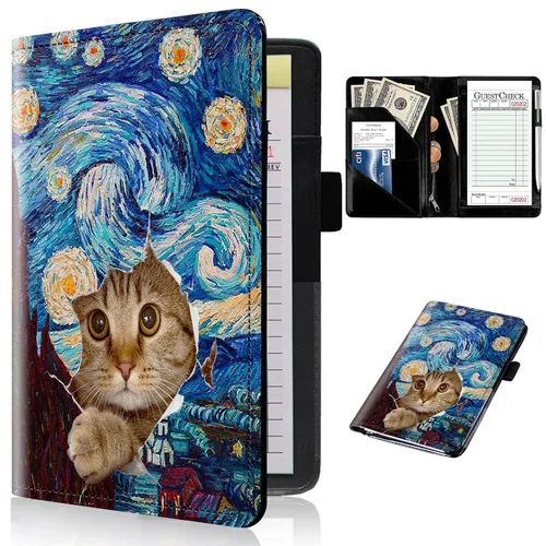Miniatura 9 de Libros de servidor para camareras con bolsillo con cremallera – Libro de camarera gótico pastel con calavera de bruja, organizador de dinero