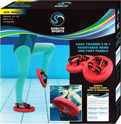 Sunlite Sports Aqua Trainer 2 en 1 - Paleta de resistencia para manos y pies, juego de aeróbicos acuáticos para piscina, ejercicio acuático para