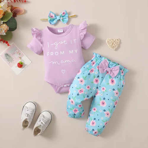 Miniatura 2 de Conjunto de ropa para bebé recién nacido, conjunto de pantalón floral, ropa de algodón para niñas