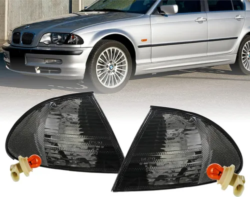 DEPO 99-01 E46 4D - Juego de lámparas de señal de giro de esquina de color humo europeo (izquierda + derecha) compatible con BMW E46 1999-2001 Serie