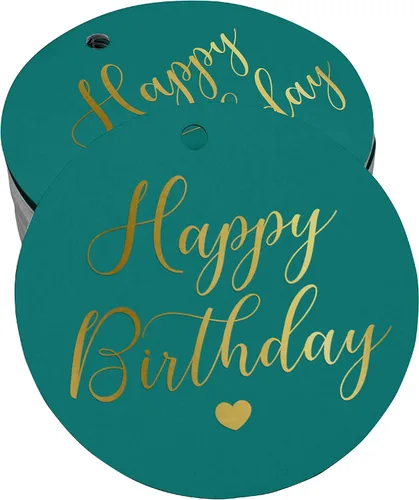 Miniatura 42 de Etiqueta de papel para colgar con texto en inglés «Happy Birthday» (50 unidades)