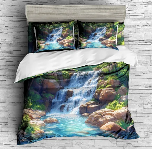 Miniatura 2 de REALIN Waterfalls Woods Duvet Cover Set Wonderland Forest Fantasy Woods Bedding Girl Boy Kids Bed Sets 2/3/4PCS Quilt Covers/Sheets/Pillow