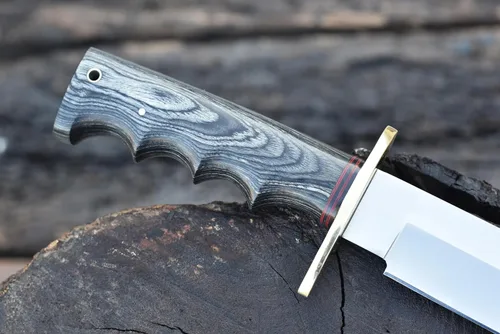 Miniatura 8 de Cuchillo Bowie de 13 pulgadas, hoja fija, mango de madera, cuchillo de caza de acero D2 con funda de cuero para campamento, senderismo, supervivencia