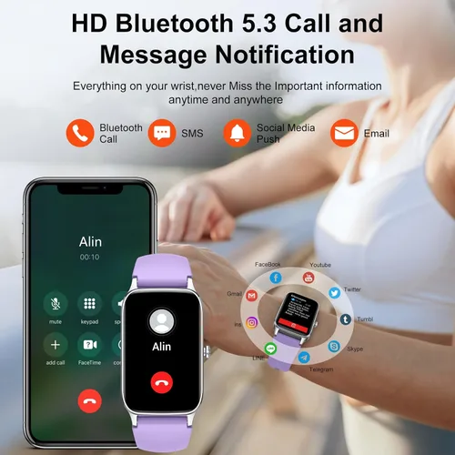 Miniatura 2 de Reloj inteligente para mujeres y hombres, reloj inteligente de 1.57 pulgadas (respuesta/hacer llamada), nuevo rastreador de fitness 2025 con 110