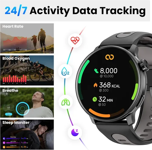 Miniatura 6 de Reloj inteligente para hombres y mujeres GPS, 1.43 pulgadas AMOLED Smartwatch con brújula/barómetro/altímetro 100+ rastreador de fitness deportivo