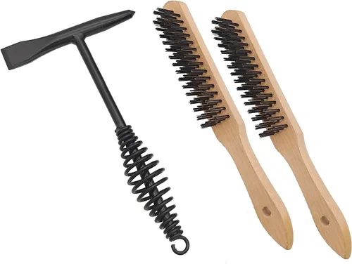 Miniatura 11 de VASTOOLS - Martillo de soldadura con mango de resorte helicoidal, 10.5", cincel cónico y vertical, cepillo de alambre de 10" Negro