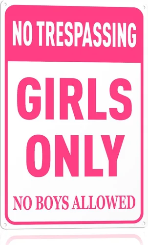 Letrero con texto en inglés «N A Girls» para dormitorio – Divertido letrero de metal con texto en inglés «No Trespassing Girls Only» para decoración