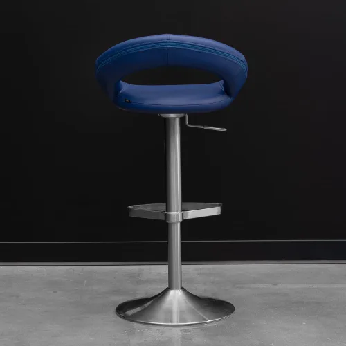 Miniatura 5 de ZURI Taburete de bar sin brazos giratorio de altura ajustable de media luna azul oscuro