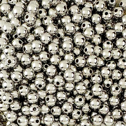 Miniatura 20 de 1000 cuentas redondas de acrílico negro de 0.315 in de diámetro con agujero de 0.079 in