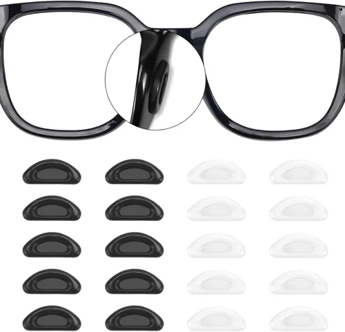 20 pares de almohadillas nasales adhesivas de silicona antideslizantes para gafas y gafas de sol, almohadillas nasales delgadas para anteojos,