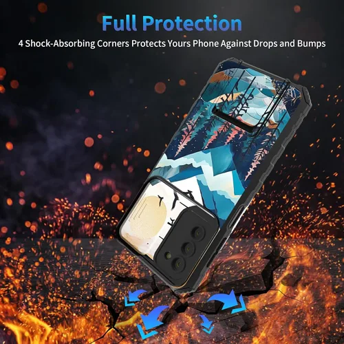 Miniatura 703 de Funda para Samsung Galaxy S22 Ultra 5G, Galaxy S22 Ultra con cubierta de cámara deslizante, funda resistente de doble capa con función atril Black