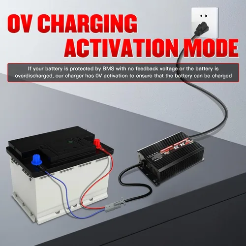 Miniatura 5 de Cargador de batería de 24 V, cargador de carretilla elevadora de 20 A para batería LiFePO4/litio/plomo-ácido, cargador inteligente AC-DC