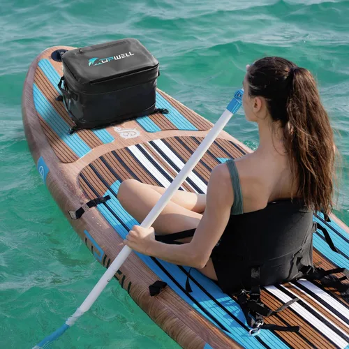 Miniatura 6 de UPWELL Accesorios para tablas de remo – Bolsa impermeable de SUP Cooler Deck Bag, PVC Dry Bag, 30 latas Surf Kayak Cooler Negro