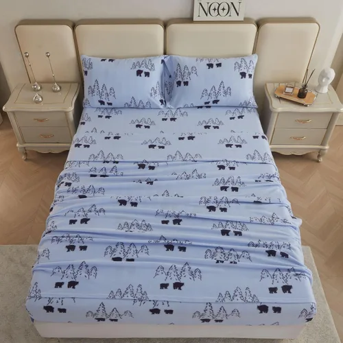 Miniatura 7 de Viviland Juego de sábanas de microforro polar tamaño matrimonial, sábanas ajustadas tipo franela para Navidad con bolsillo de 15" de profundidad