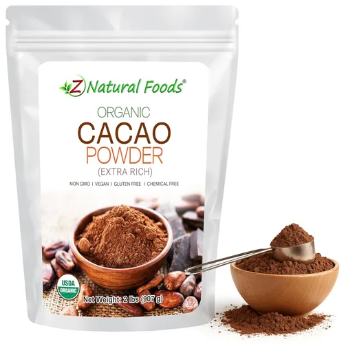 Miniatura 9 de Z Natural Foods Cacao orgánico en polvo, lleno de nutrición, sabor a chocolate negro extra rico, perfecto para recetas de chocolate, batidos