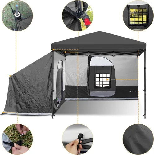 Miniatura 4 de KAMPKEEPER Side Tent,1/2 Person Camping Tents for 10' x 10' Pop Up Canopy, Easy Set Up Gazebo,Compatible with 10' Wide Canopies for Camping & Storage