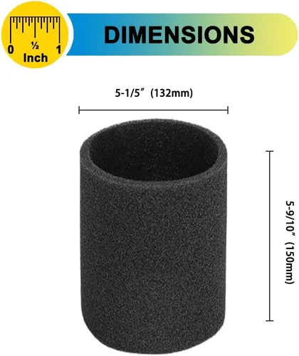 Miniatura 4 de SpaceTent Paquete de 3 filtros de espuma VFF51 para aspiradoras Vacmaster de 5 a 16 galones, se adaptan a la mayoría de aspiradoras Shop-Vac de 5 a