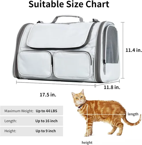 Miniatura 7 de FUKUMARU Transportador para Gatos, Transportador para Perros Pequeños de Lados Suaves, Bolsa de Viaje para Gatos Grandes con 4 Ventanas de Malla