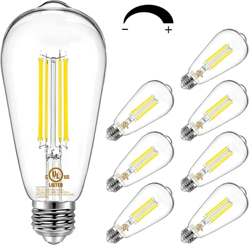 Miniatura 10 de DAYBETTER Paquete de 4 bombillas LED Edison vintage, bombilla LED E26 equivalente a 60 W, bombillas LED regulables, 8 W de alto brillo, 800 lúmenes