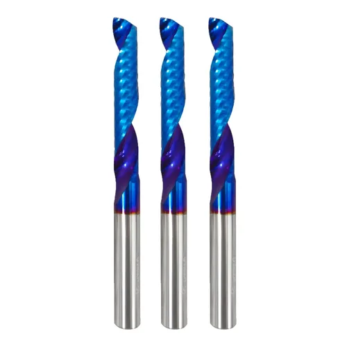 Miniatura 9 de Fresa de extremo CNC de carburo sólido de corte de 1/4 pulgadas de diámetro de corte simple 0 flauta espiral Router Bit para acrílico PVC Ruhi UO131