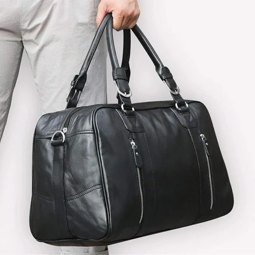 Miniatura 6 de Vintage aceite cera cuero viaje Duffel 15 "portátil hombro bolsa de fin de semana deportes durante la noche equipaje Tote bolso gimnasio bolsa