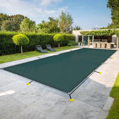 Miniatura 2 de Windscreen4less Cubierta de Piscina Enterrada Rectangular de 8'x8' de Malla de Seguridad de Invierno para Piscina con Cable de Alambre (Gris Claro)