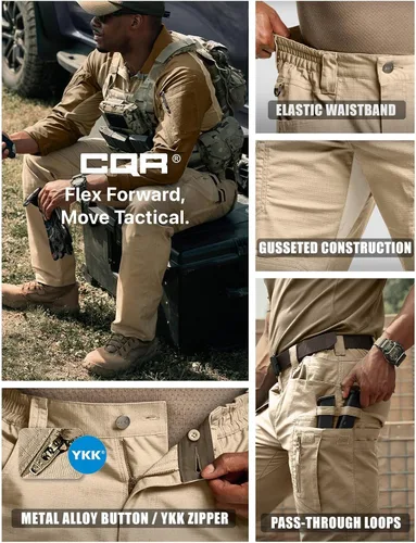 Miniatura 132 de CQR – Pantalones tácticos elásticos tipo cargo para hombre, resistentes al agua, de tela ripstop (antidesgarros), ligeros, ideales para uso diario
