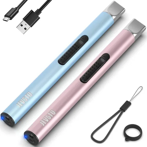 Miniatura 17 de Encendedor de velas, eléctrico recargable con arco USB, resistente al viento, sin llama, encendedor de plasma de palo largo con cuerda y anillo, sin