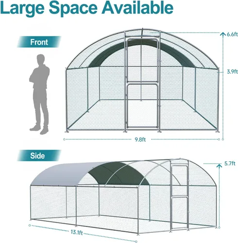Miniatura 6 de Airynee Gallinero grande, gallineros para 20 pollos, corridos de pollo para patio con agua y cubierta resistente a los rayos UV, techo de cúpula