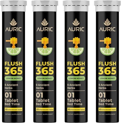 Miniatura 10 de Auric Flush 365 Tabletas efervescentes Fórmula de apoyo para el bienestar a base de plantas Sabor miel limón 20 tabletas