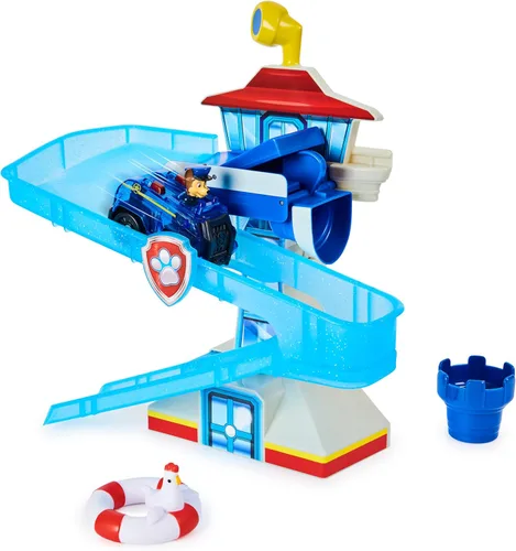 Paw Patrol, Adventure Bay Juego de Baño con Vehículo de Chase con Luz, Juguete de Baño para Niños de 3 Años en Adelante