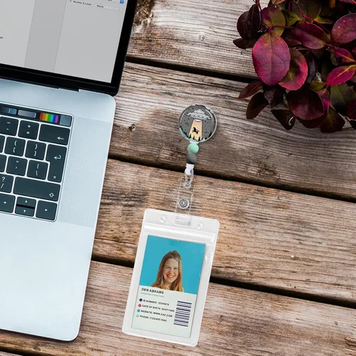 Miniatura 6 de Immaturus Carrete retráctil con cuentas, lindo y divertido soporte para tarjetas de identificación retráctiles, clips de insignia, llavero