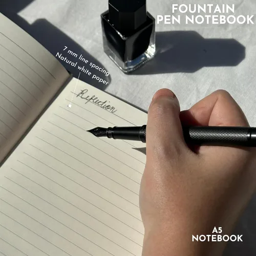 Miniatura 7 de SETTINI Cuaderno de diario para escribir, cuaderno de tapa dura de cuero vegano – Bucle para bolígrafo, bolsillos traseros y diseño plano, 120 GSM