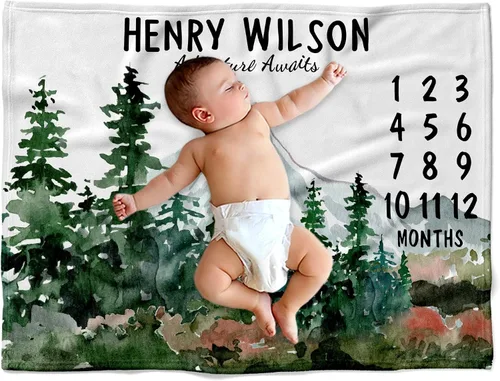 Miniatura 21 de Manta de bebé personalizada de Woodland, Manta de bebé con temática de bosque, Manta de bebé personalizada, Manta de bebé niño, Manta de bebé