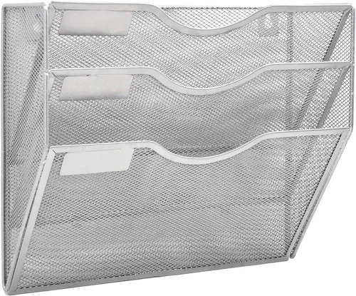 Miniatura 49 de EASEPRES Organizador de archivos de malla de 3 bolsillos para colgar en la pared, carpeta de papel para correo montada en la pared, organizador