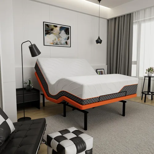 Miniatura 22 de ESHINE Base de cama ajustable Queen – Base ergonómica de cama de gravedad cero, inclinación de pie y cabeza, control por aplicación, control remoto