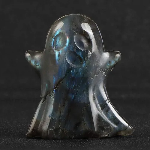 Miniatura 2 de Artistone Figura de fantasma de cristal de 2 pulgadas, piedra preciosa natural de labradorita tallada a mano para decoraciones de Halloween