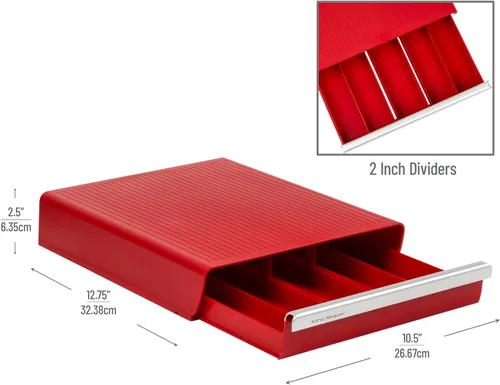 Miniatura 3 de Mind Reader Cajón de cápsulas de café de una sola porción, capacidad de 30 cápsulas, organizador de encimera, 10.5"L x 12.75"A x 2.5"Al, rojo